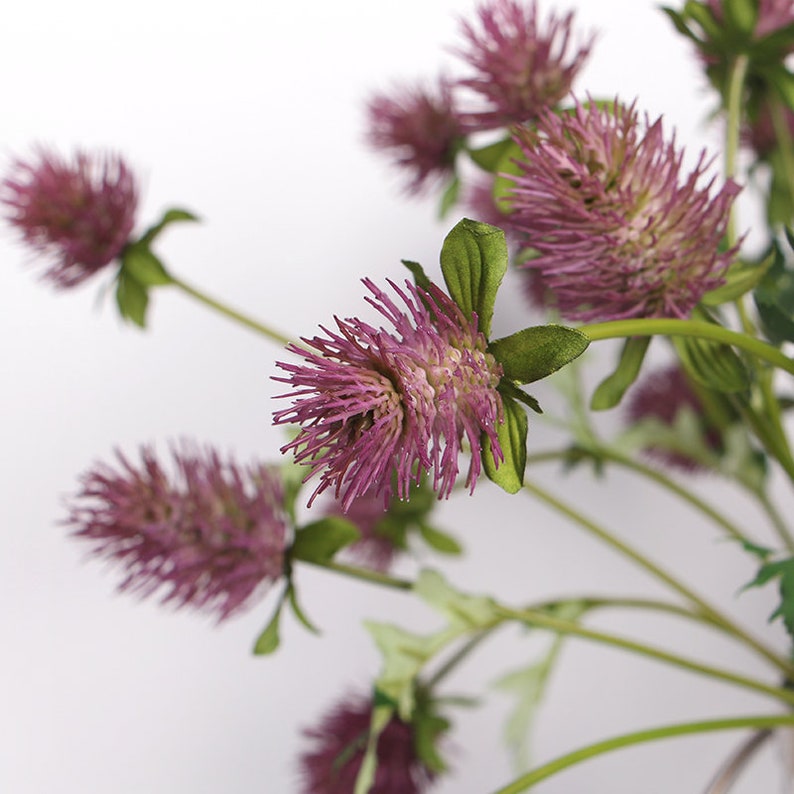 Artificial Eryngium Flower Stem in Red 24 Tall
