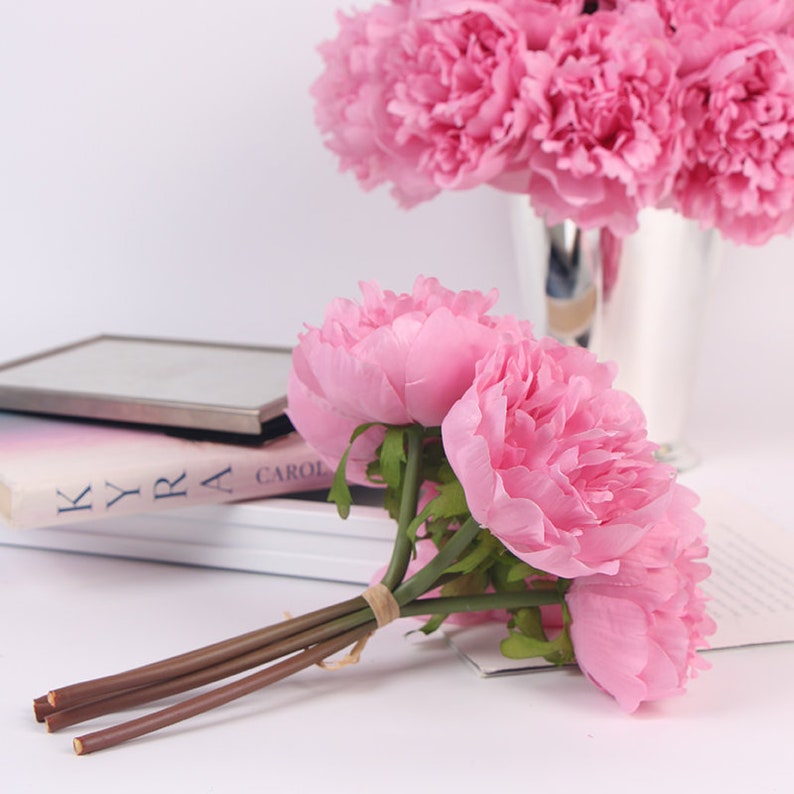 Bouquet de pivoine de luxe Silk 5 en rose 10 de haut image 3