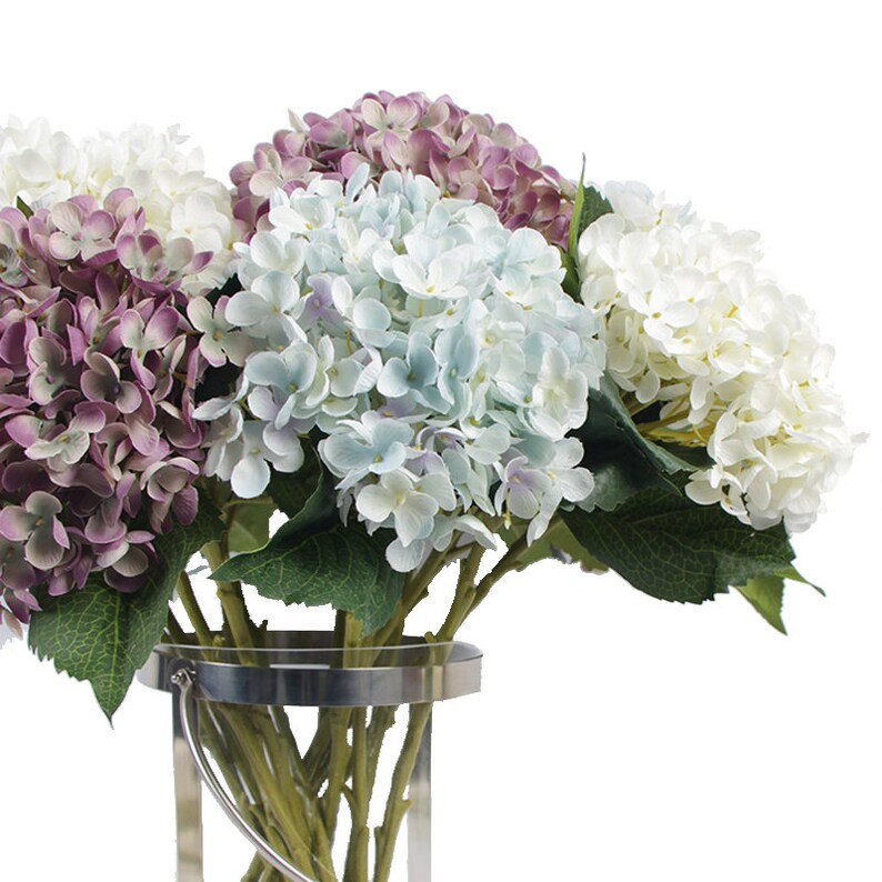 Luxury Silk Small Petal Hydrangea Stem in Light Blue Light - Etsy