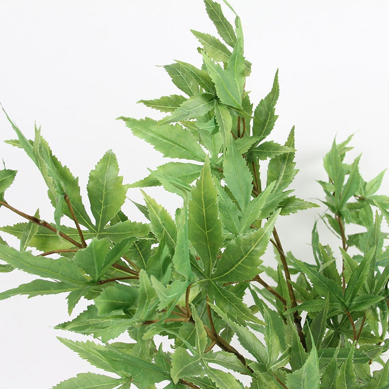 Artificial Green Maple Leaf Stem 29 Tall Etsy
