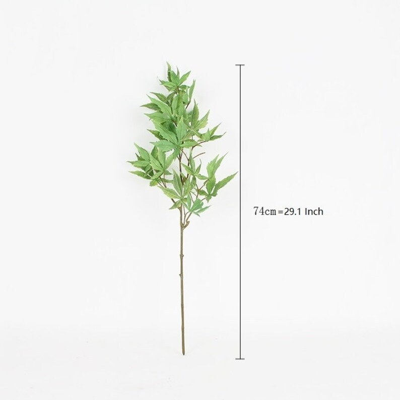 Artificial Green Maple Leaf Stem 29 Tall Etsy