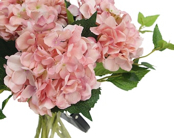 Luxury Silk Hydrangea Stem in Light Pink 18" Tall