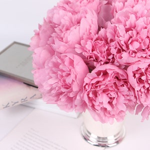 Luxury Silk 5 Peony Bouquet in Pink 10 Tall image 5