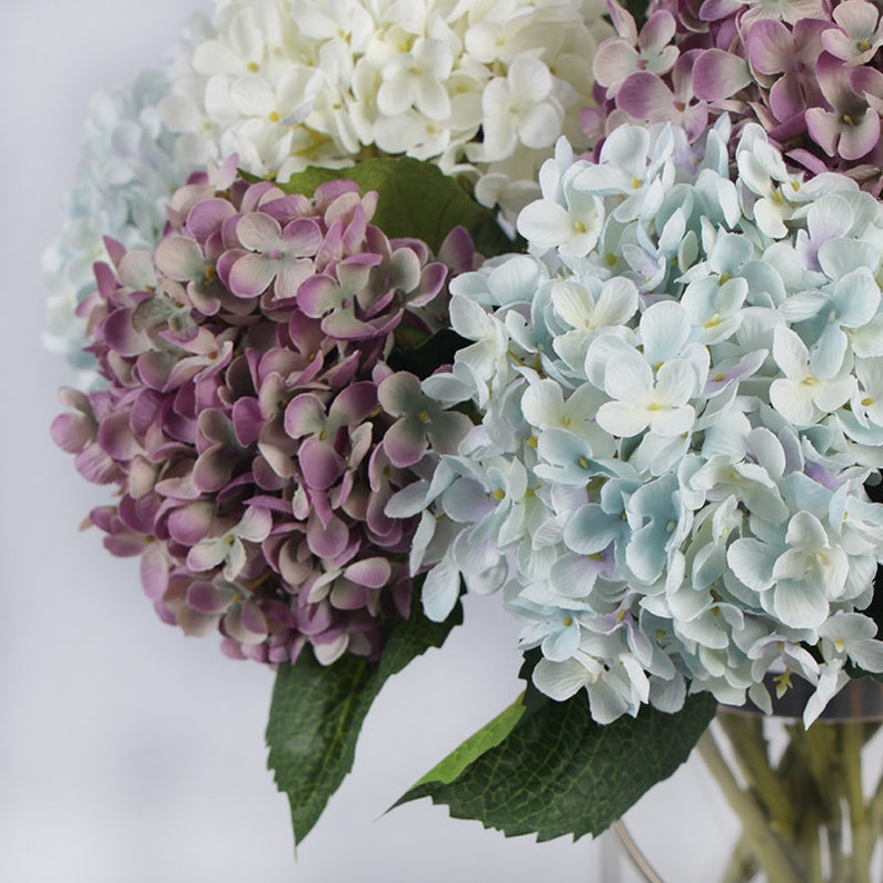 Luxury Silk Small Petal Hydrangea Stem in Light Blue Light - Etsy