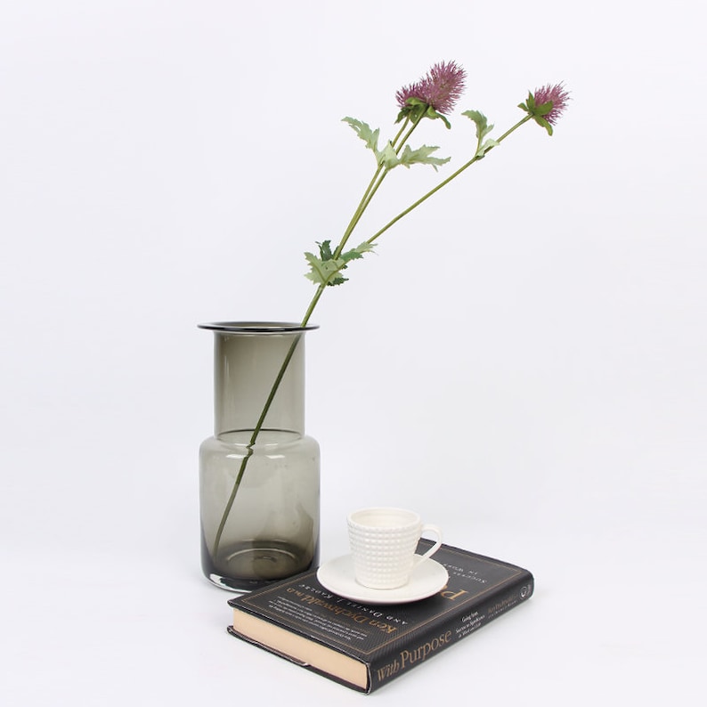 Artificial Eryngium Flower Stem in Red 24 Tall