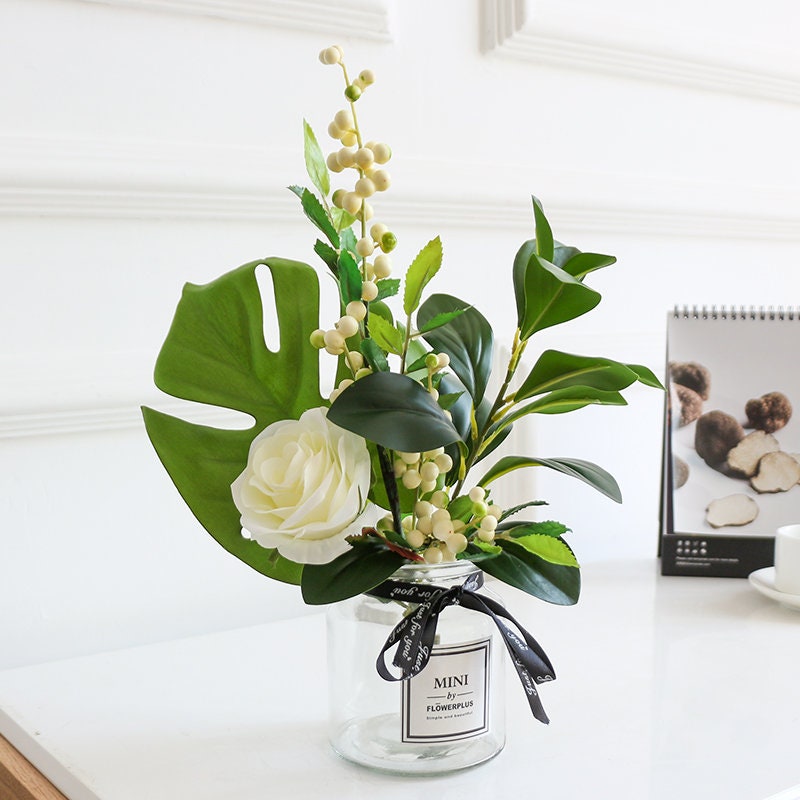 Greenery and Rose Flower in Vase Etsy