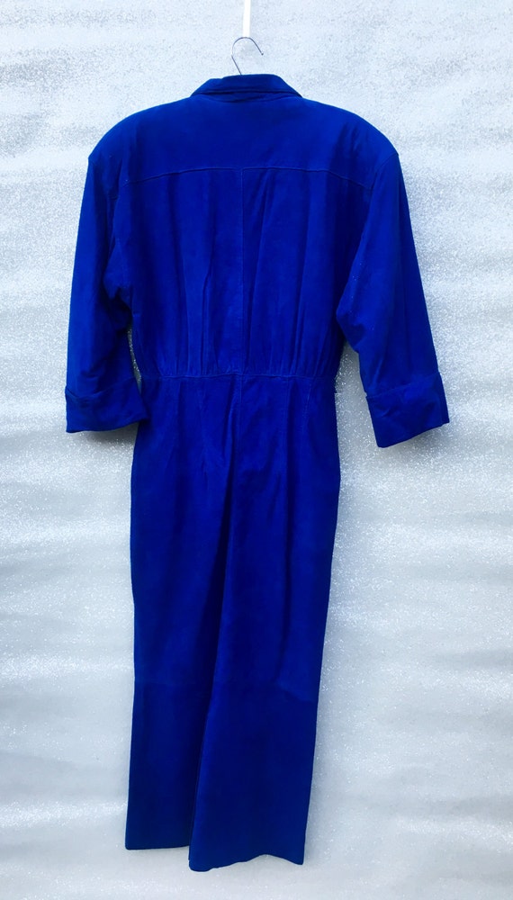 blue suede jumpsuit