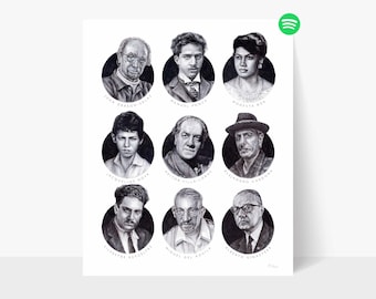Art Print: Nine Composers (who all happen to be Latin-American) *Profits Donated
