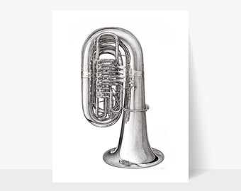 Art Print: Tuba Drawing