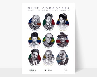 Classroom Poster: Nine Composers (who all happen to be Latin-American) *Profits Donated