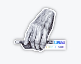 Sticker: Holo Play Like a Girl Cello (Jackie Bow Hold)