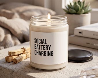 Vela aromática Social Battery: Frasco perfumado de cera de soja (255 g, vegana, reutilizable)