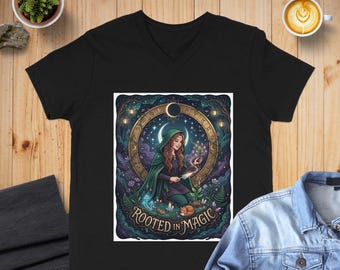 Camiseta de jardinería mágica con raíces en la magia, camiseta pagana del bosque celestial.