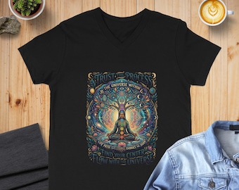 Camiseta Chakra Cósmico: Camiseta de yoga espiritual con diseño de mandala