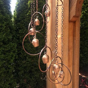 Fairy Bells Spiral - Hanging Yard Art - Copper Color Metal Wind SPINNER - Gardening Gift