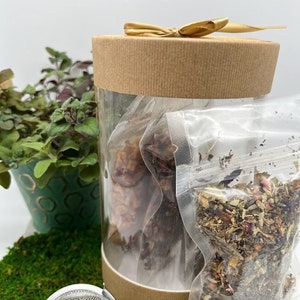 Garden Tea Gift Set - 4 varieties + Tea Ball - Garden Party Sampler Fruit Iced Spiced Herbal Flower Herb