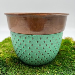 Hobnail Teal & Copper Planter: 6&quot; Rustic Farmhouse Container