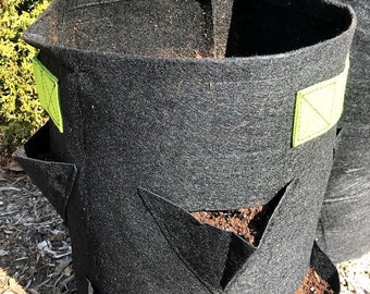 15 Gallon Strawberry & HERB Black Pot Planter Flowers Fabric Grow Bags Urban Gardener Patio Gardening Breathable Growing