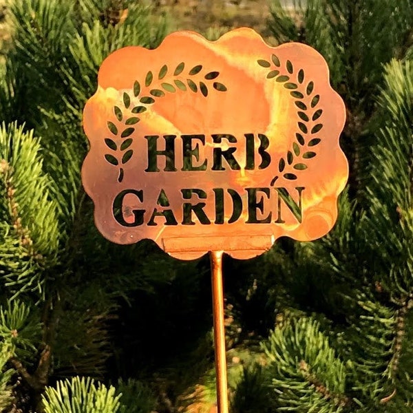 Metal Herb Garden Marker Stake Sign Copper Color Garden Label