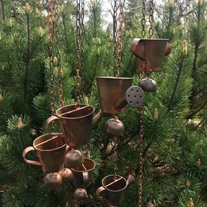 Garden Watering Can Spinner - Hanging Yard Art - Copper Color Metal Spinner - Gardening Gift