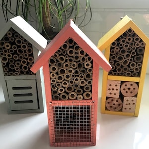 Sunny Pollinator House 2 room - Leaf Cutter & Mason Bees Ladybugs Insect Hotel Habitat Native Gardens  Organic Gardening Gardener