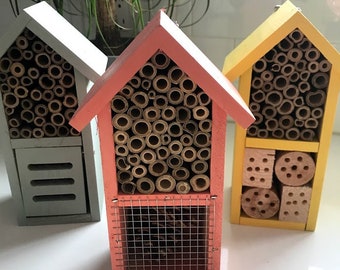 Sunny Pollinator House - 2-Room Insect Hotel, Native Bee & Ladybug Habitat