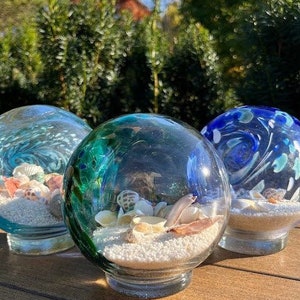 Seaside Inspired Globe Terrarium - Hand Blown Glass - Pure Sand and Seashells - Perfect Gift for Beach Lovers - Vacation - Getaway