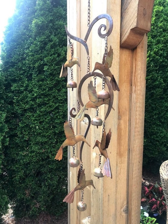 Hummingbird Highland Garden Art Windchime Hanging Yard Art Etsy