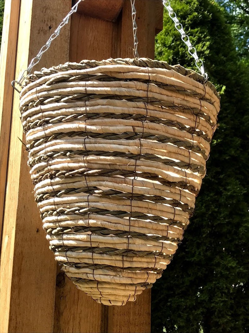 Bee Hive 13 Deep Hanging Woven Basket Natural Planter Etsy