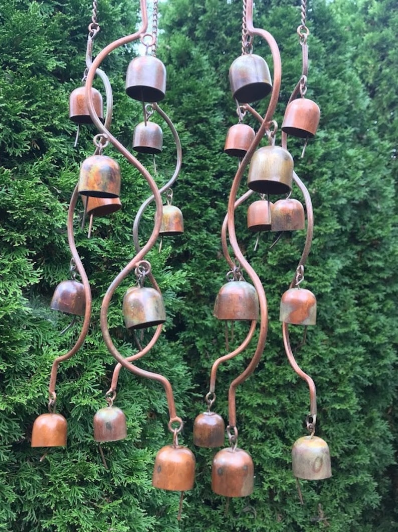 24 Bells Fairy Garden Art Chime Hanging Yard Art Copper Color Metal Wind Chime Garden Gift image 2