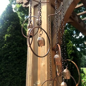 Fairy Bells Spiral Hanging Yard Art Copper Color Metal Wind SPINNER Gardening Gift image 2