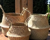 Natural Bamboo Woven Harvest Planter Basket Flowers Plants Flowers