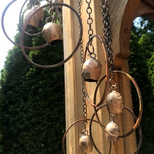 Fairy Bells Spiral Hanging Yard Art Copper Color Metal Wind SPINNER Gardening Gift image 3