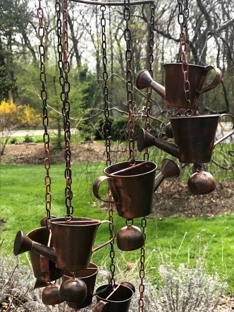 Garden Watering Can Spinner Hanging Yard Art Copper Color Etsy
