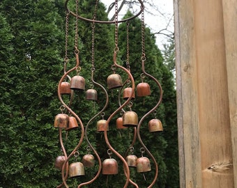 24 Bells Fairy Garden Art Chime - Hanging Yard Art - Copper Color Metal Wind Chime - Garden Gift