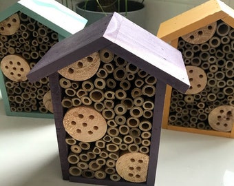 Sunny Pollinator House 1 room - Leaf Cutter & Mason Bees Insect Hotel Habitat - Native Gardens - Organic Gardening Gardener Nature Gift