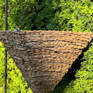14 inch Hanging Woven Square CONE Bud Branch Planter Basket Deep Natural Wicker