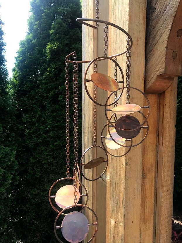 Double Earth Spiral Hanging Yard Art Copper Color Metal Etsy