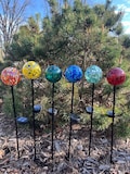 Hand Blown Art Glass Garden Light - Solar Garden Yard Decor Nature Gift - NEW colors
