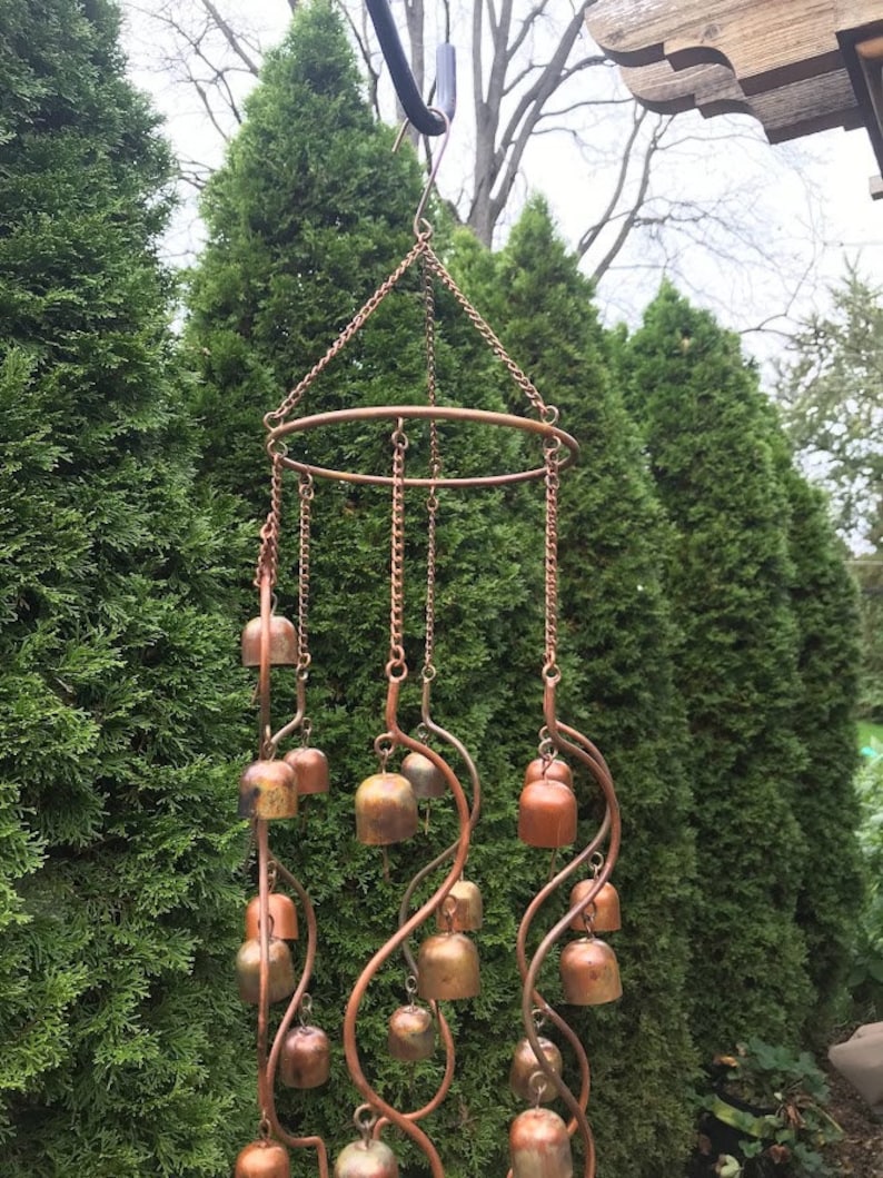 24 Bells Fairy Garden Art Chime Hanging Yard Art Copper Color Metal Wind Chime Garden Gift image 6