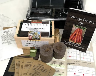 Organic Vintage Garden Seed Kit Collection + Mini Greenhouse: Heirloom Flavors Gardening Gift