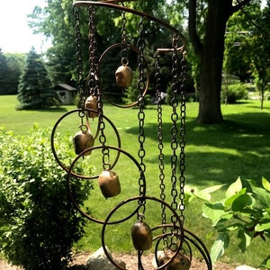 Fairy Bells Spiral Hanging Yard Art Copper Color Metal Wind SPINNER Gardening Gift image 6