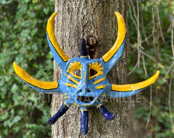 Vejigante Mask Taino Cultural "Caguax" -  Medium - Number 13 -  Seven horns