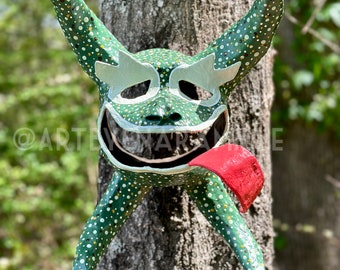 Green Vejigante Mask Large - Number 5 -  Four horns