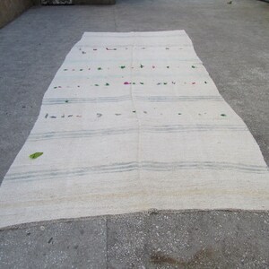 5.11x13.1 ft Lichtblauw Vintage Unieke Turkse Hennep Kelim Tapijt