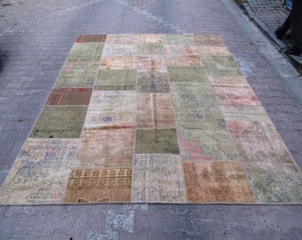 8x10.2 Ft Vintage pastel Turkish patchwork rug