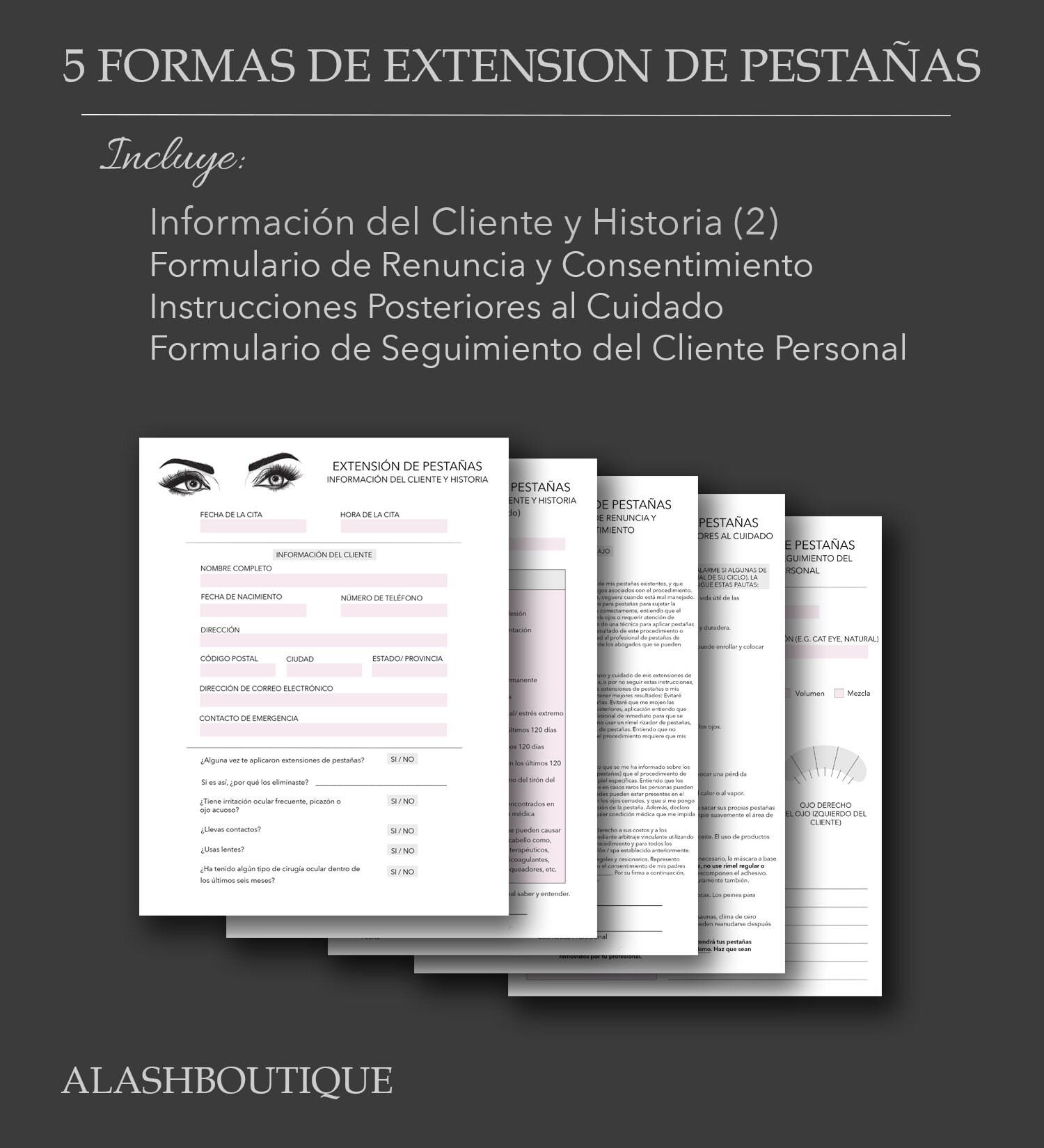 SPANISH ESPAÑOL Printable Customizable Eyelash Extension PDF Etsy