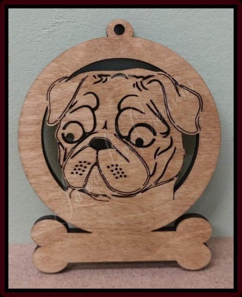 Pug Laser Cut Wood Dog Ornament Can Be Personalized . Etsy