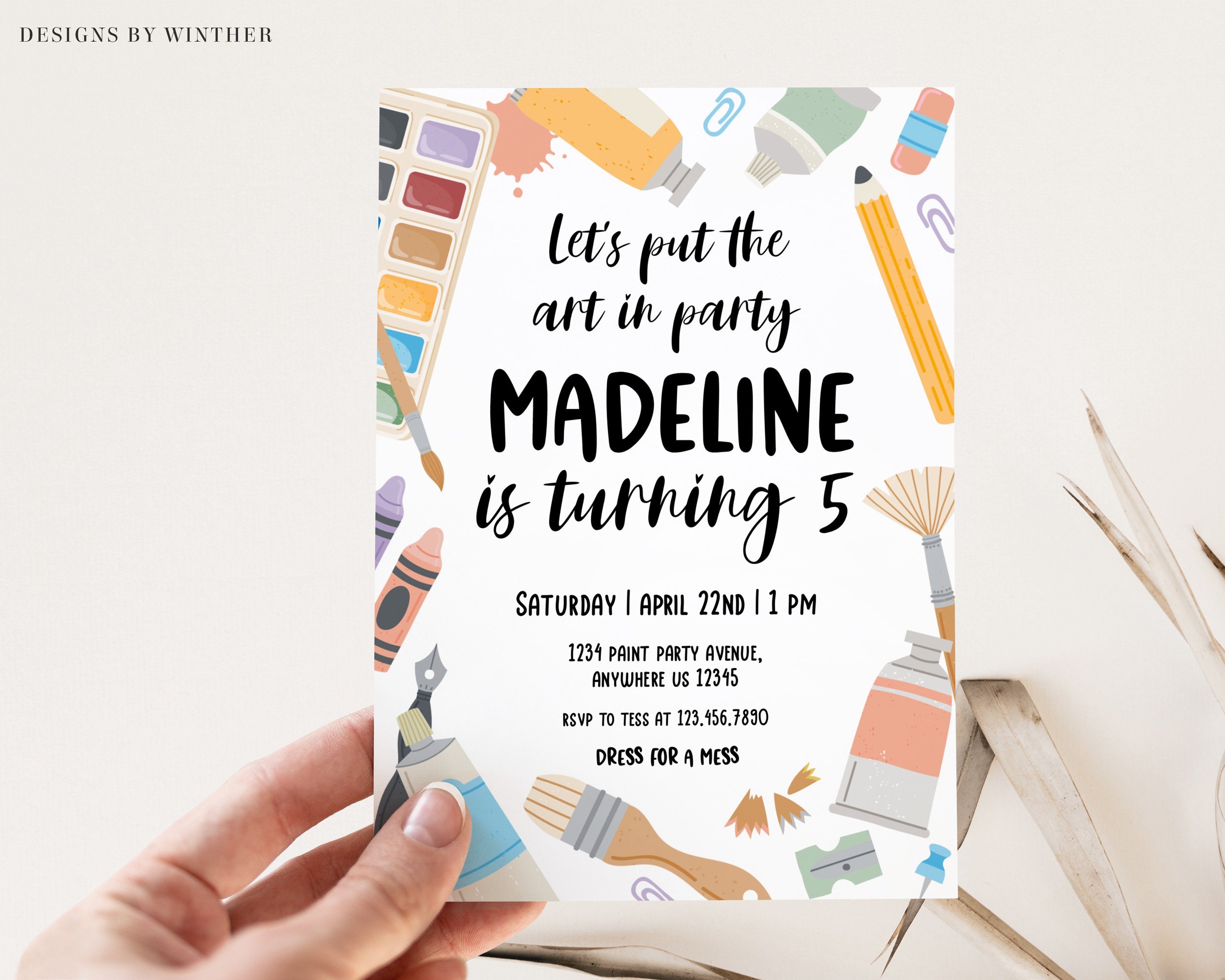Painting Party Birthday Invitation, Art Party Invite, Editable Art ...