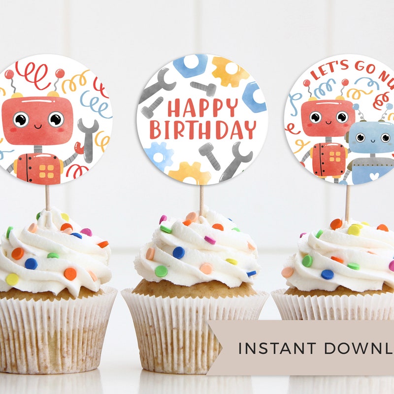 Robot Cupcake Topper - Etsy